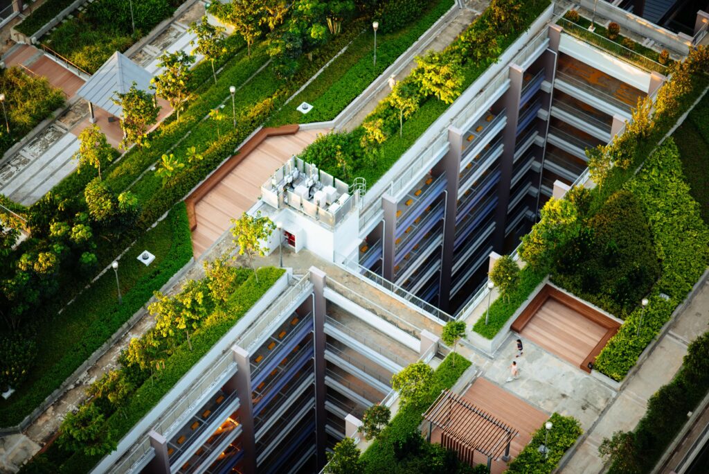 extensive green roof, retrofitted into existing building 