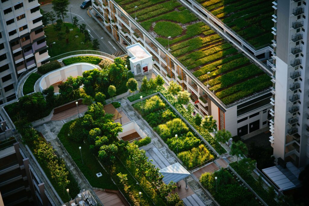 a green roof installed on a apartment building